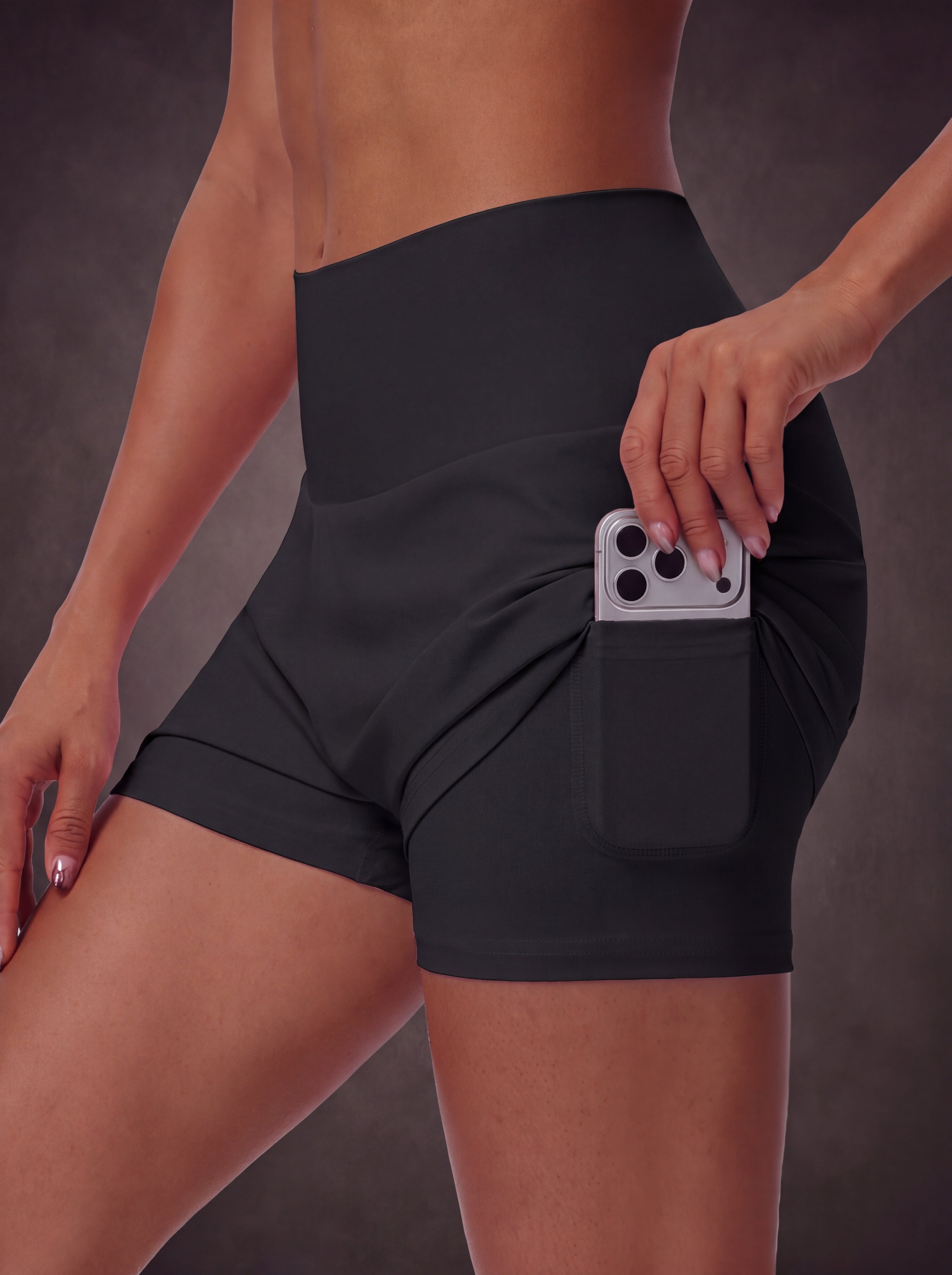 HIGH WAISTED COOLING RUNNING SHORTS WITH LINER | Waluoo