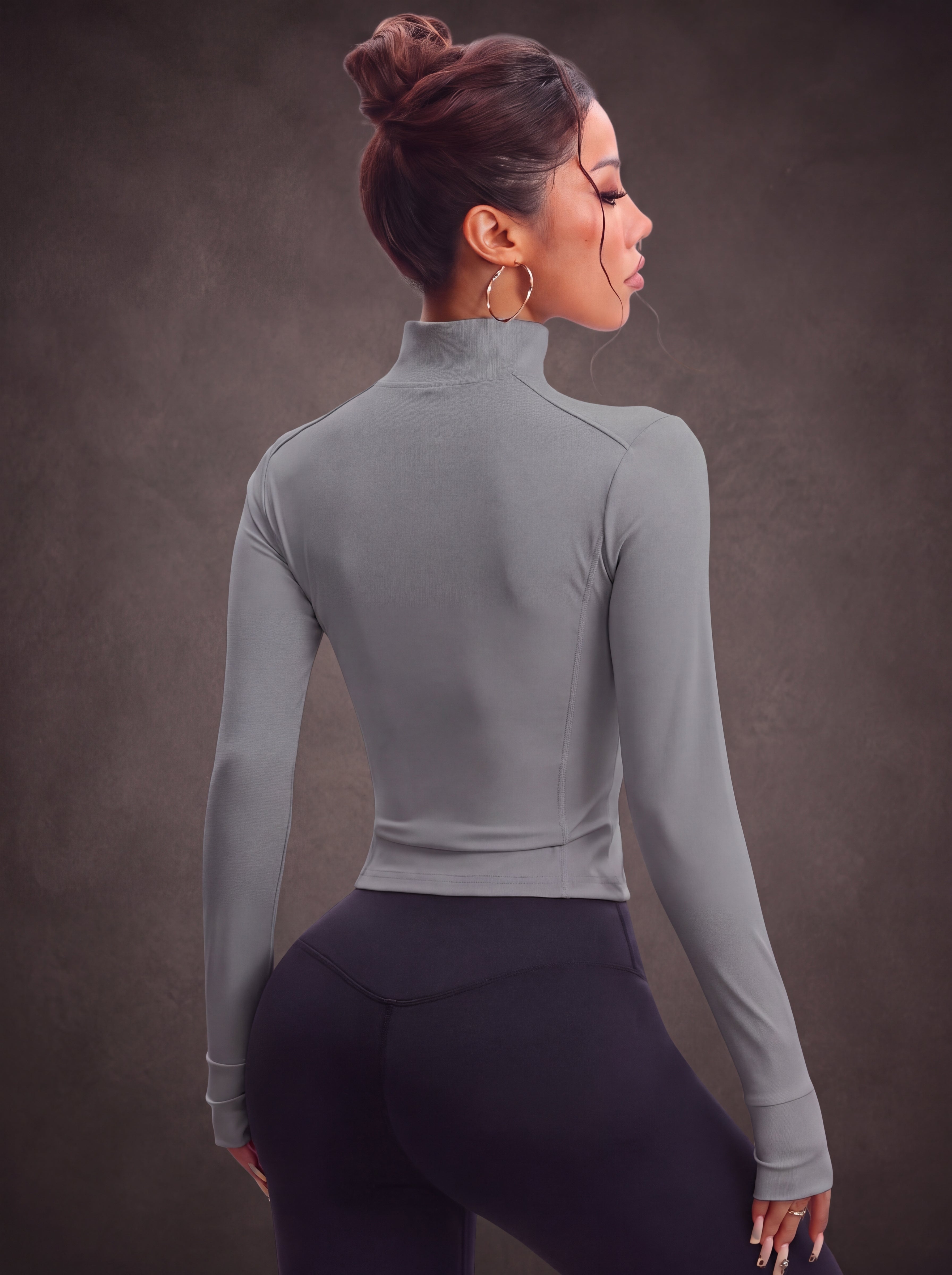 SLIM FIT ZIP UP WORKOUT JACKET WITH MOCK NECK | Waluoo