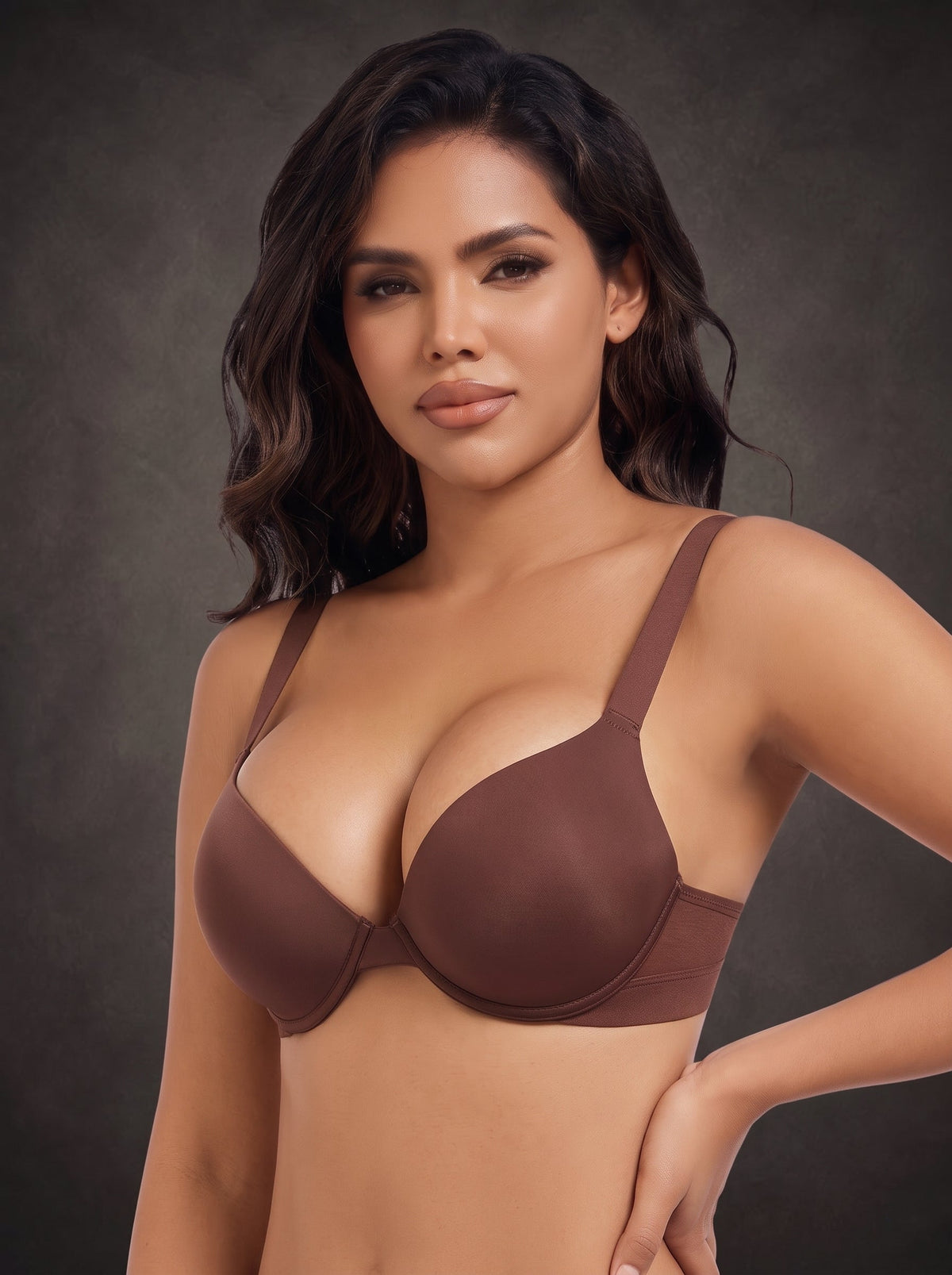Waluoo Seamless Deep V Push-Up Bra with Graduated Padding