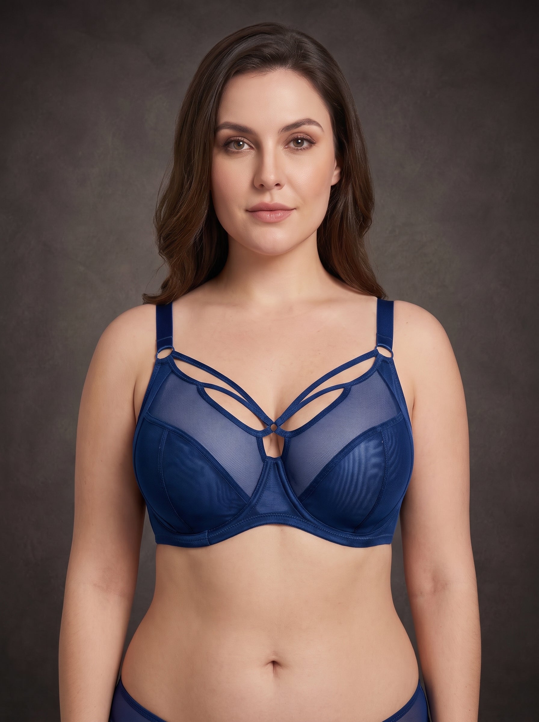 Waluoo Plus-Size Unlined Mesh Strappy Full-Coverage Underwire Bra