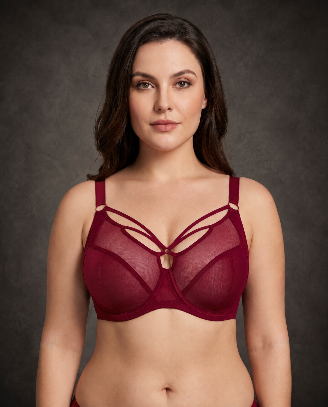 Waluoo Plus-Size Unlined Mesh Strappy Full-Coverage Underwire Bra