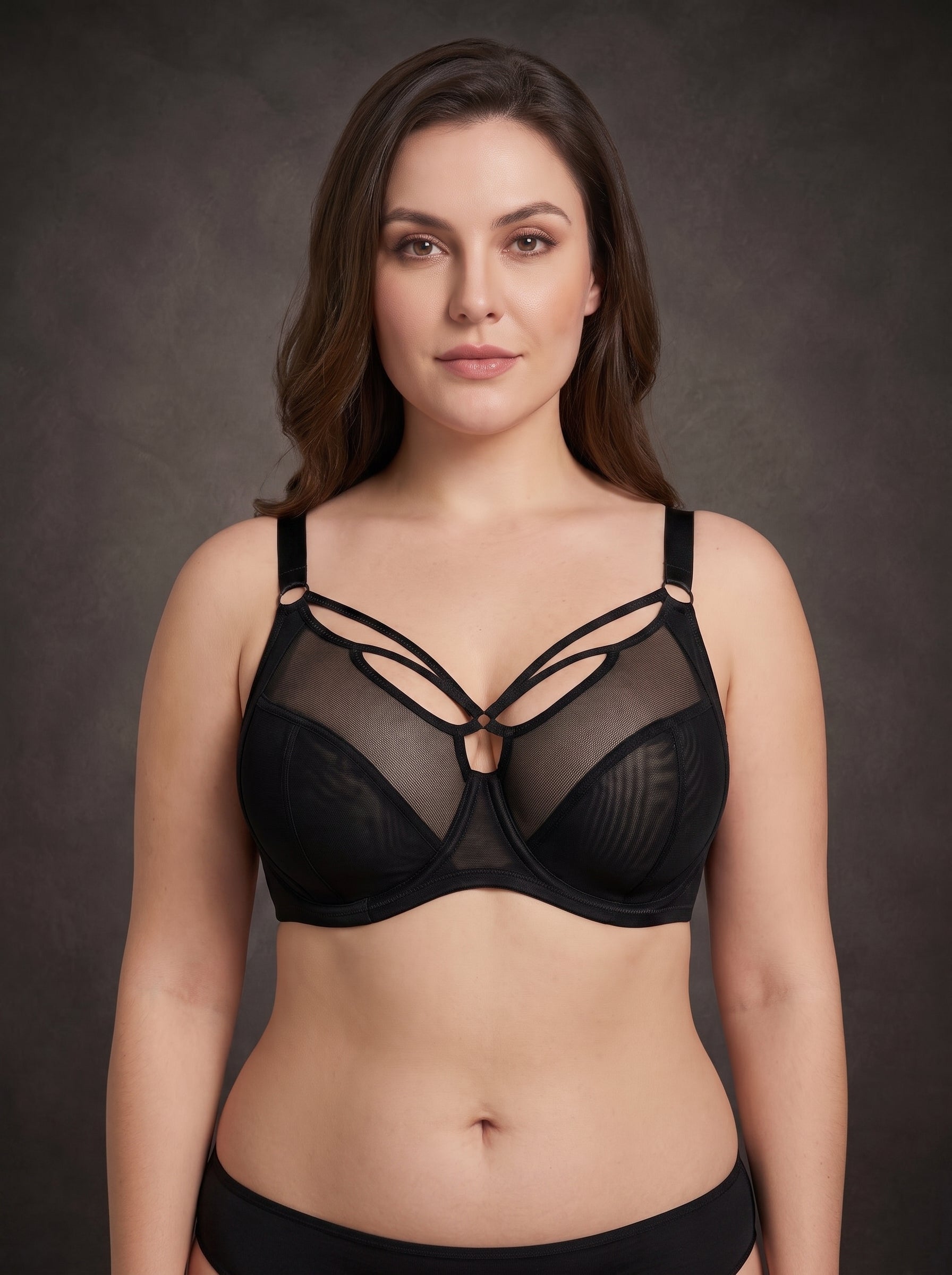 Waluoo Plus-Size Unlined Mesh Strappy Full-Coverage Underwire Bra