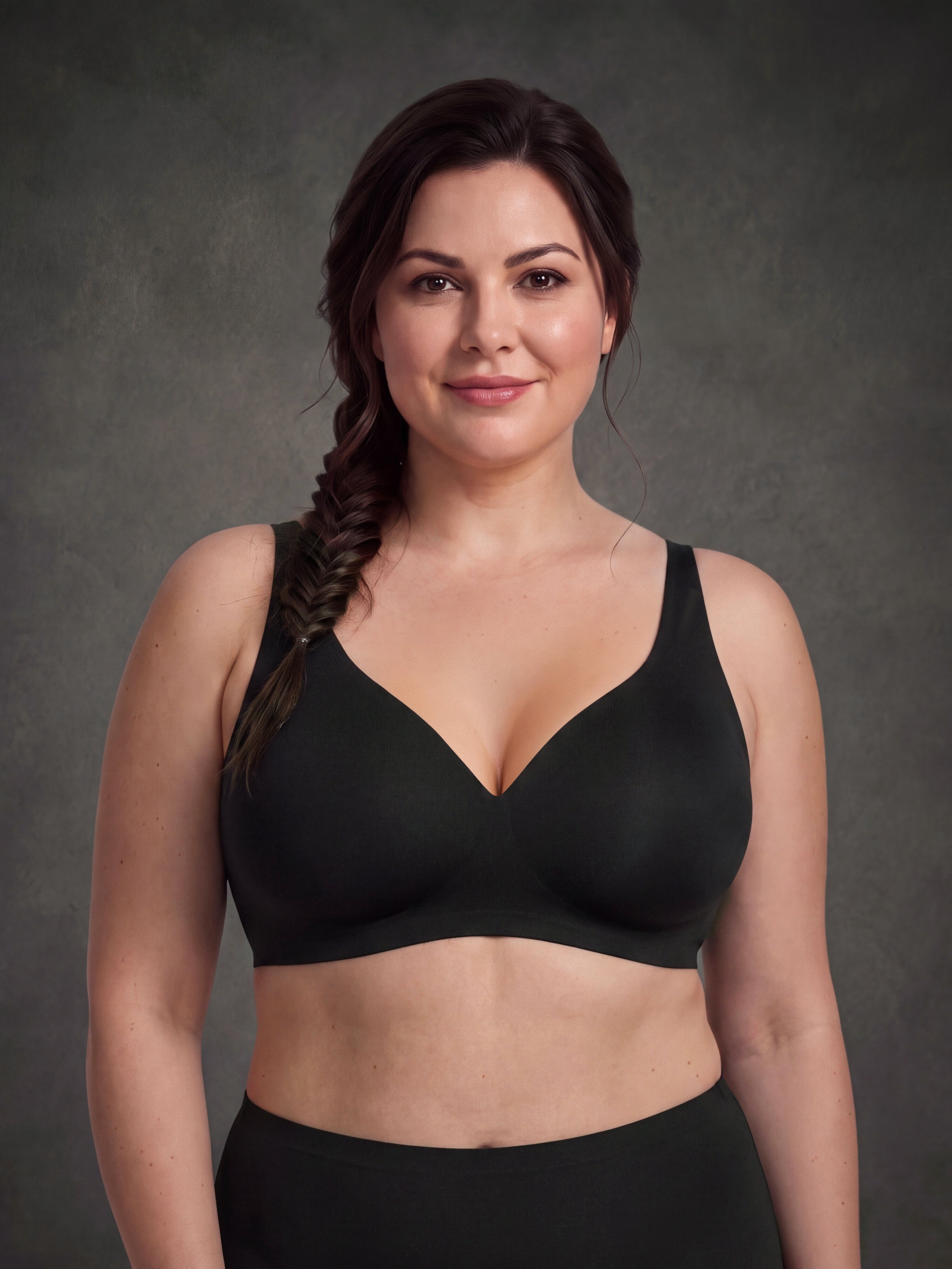 Waluoo Seamless Deep V Wireless Bra with Adjustable Back Closure