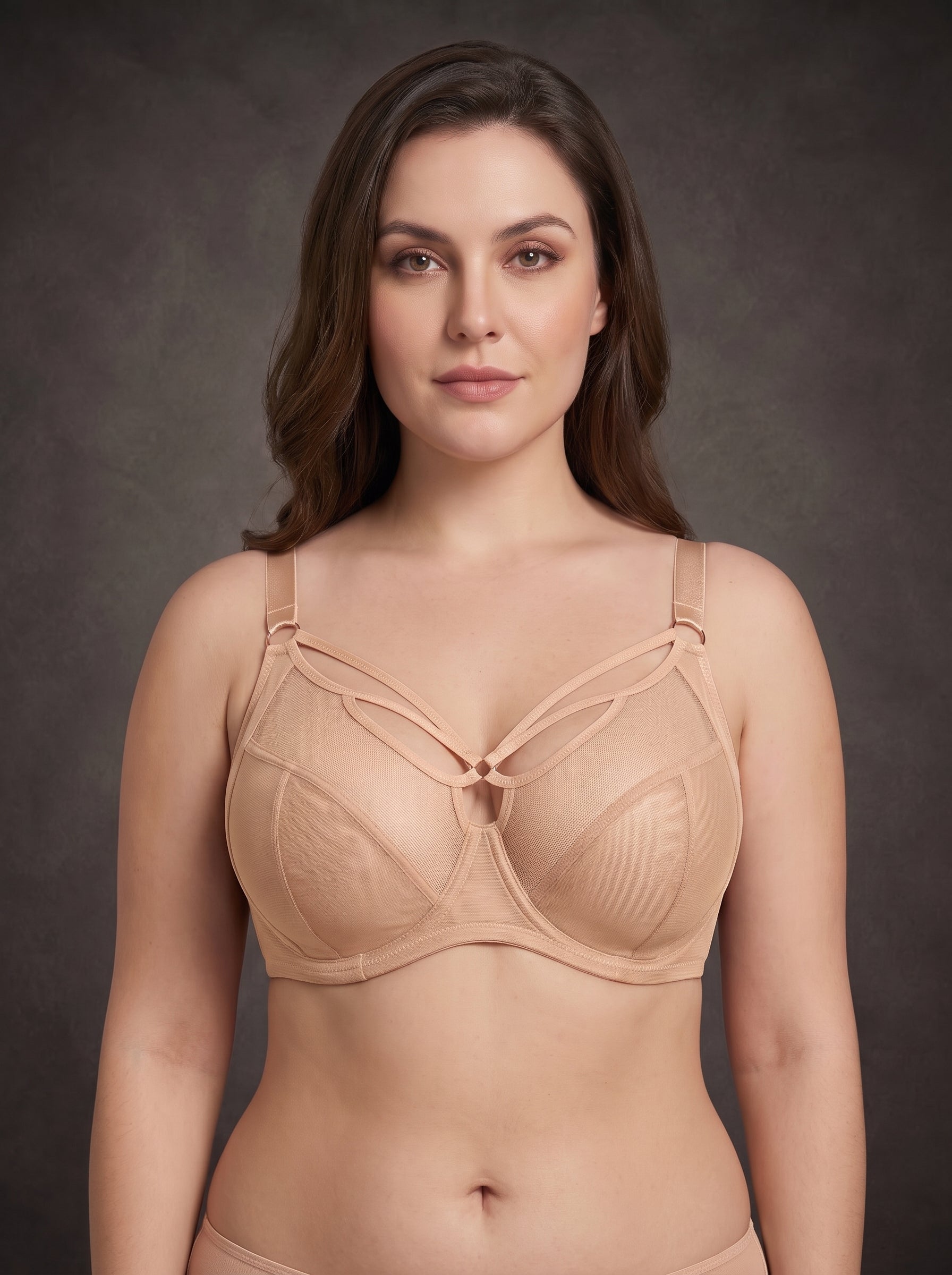 Waluoo Plus-Size Unlined Mesh Strappy Full-Coverage Underwire Bra