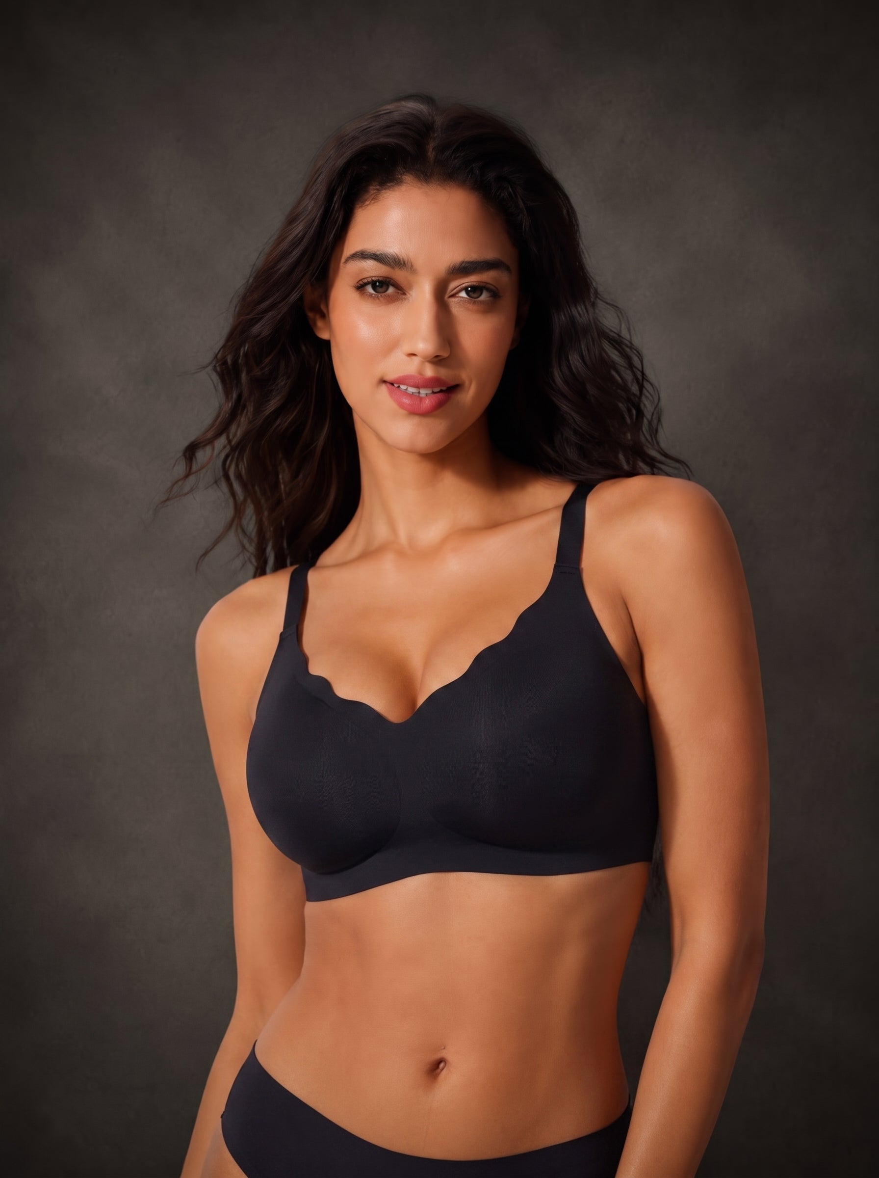 Waluoo Scalloped V-Neck Wireless Comfort Bra