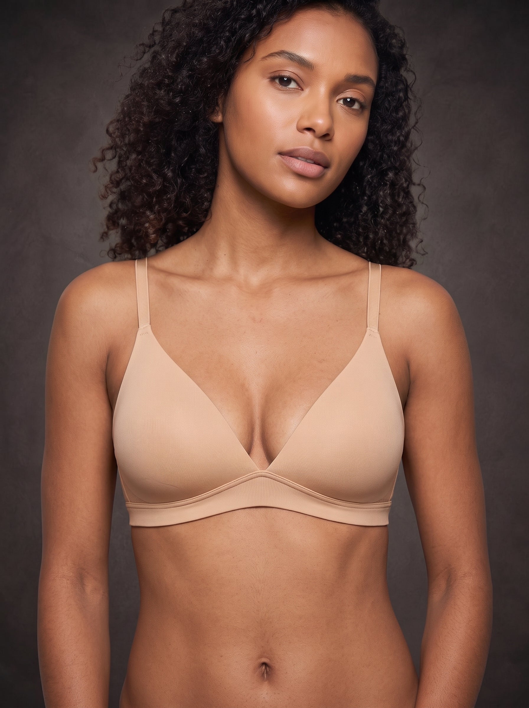 Waluoo Seamless Unlined Triangle Plunge Wireless Bralette