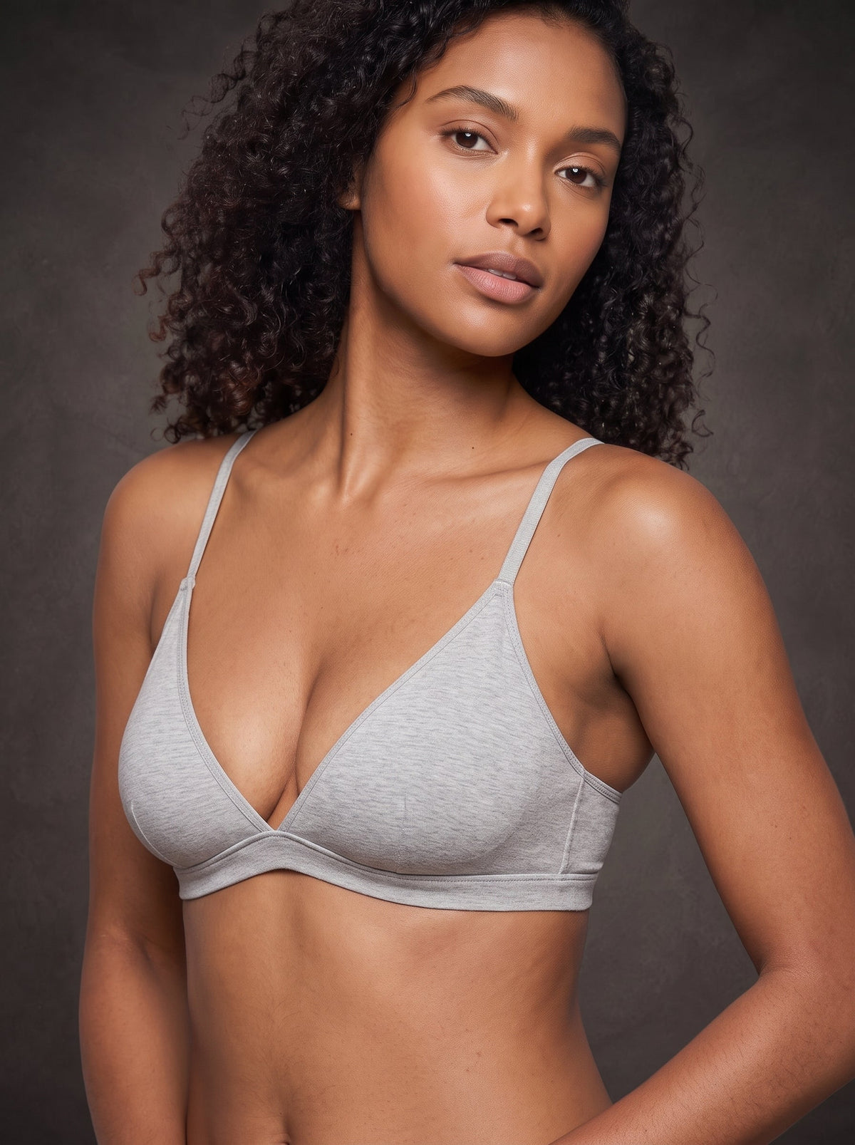 Waluoo Seamless Unlined Triangle Plunge Wireless Bralette
