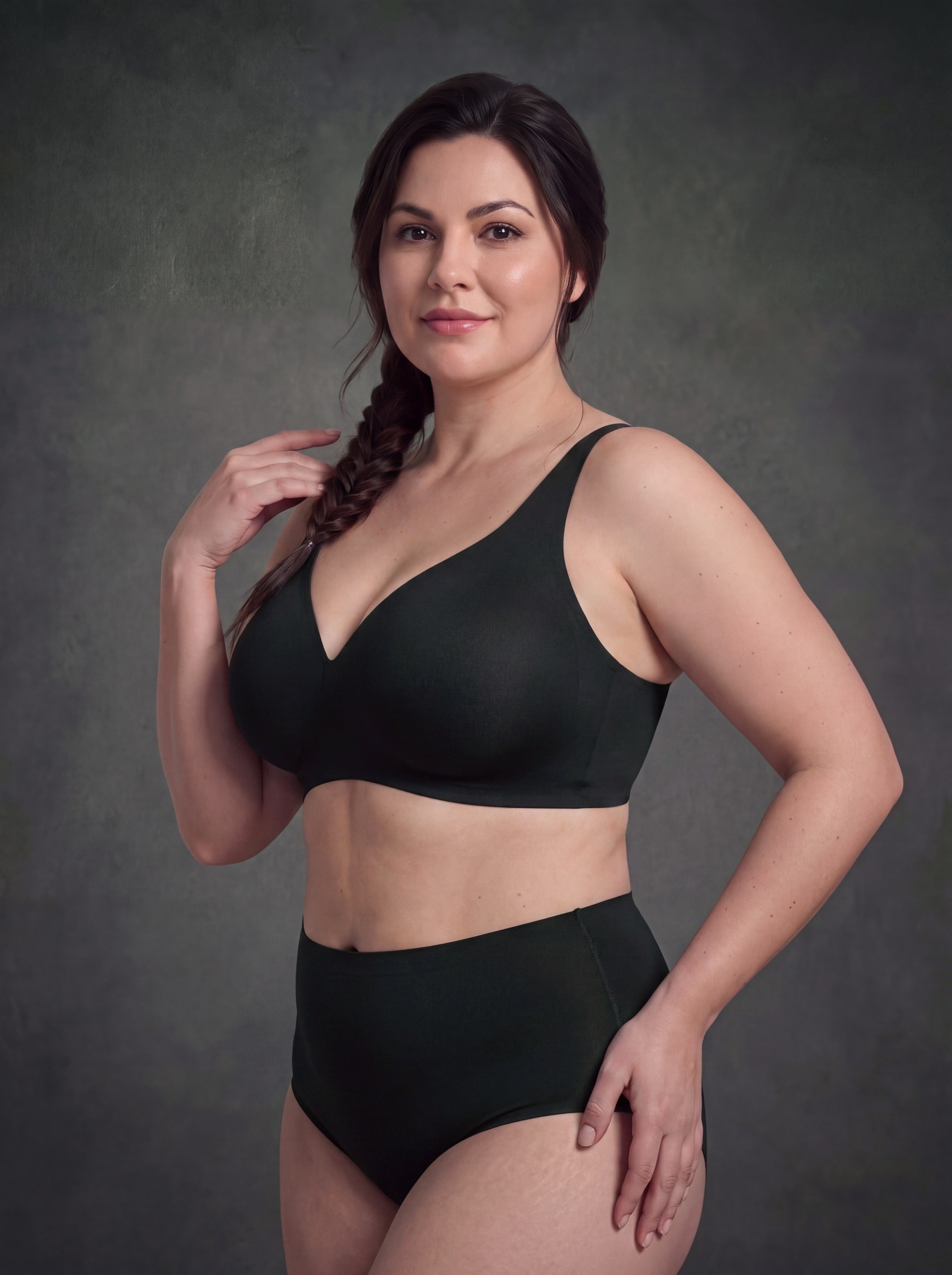 Waluoo Seamless Deep V Wireless Bra with Adjustable Back Closure