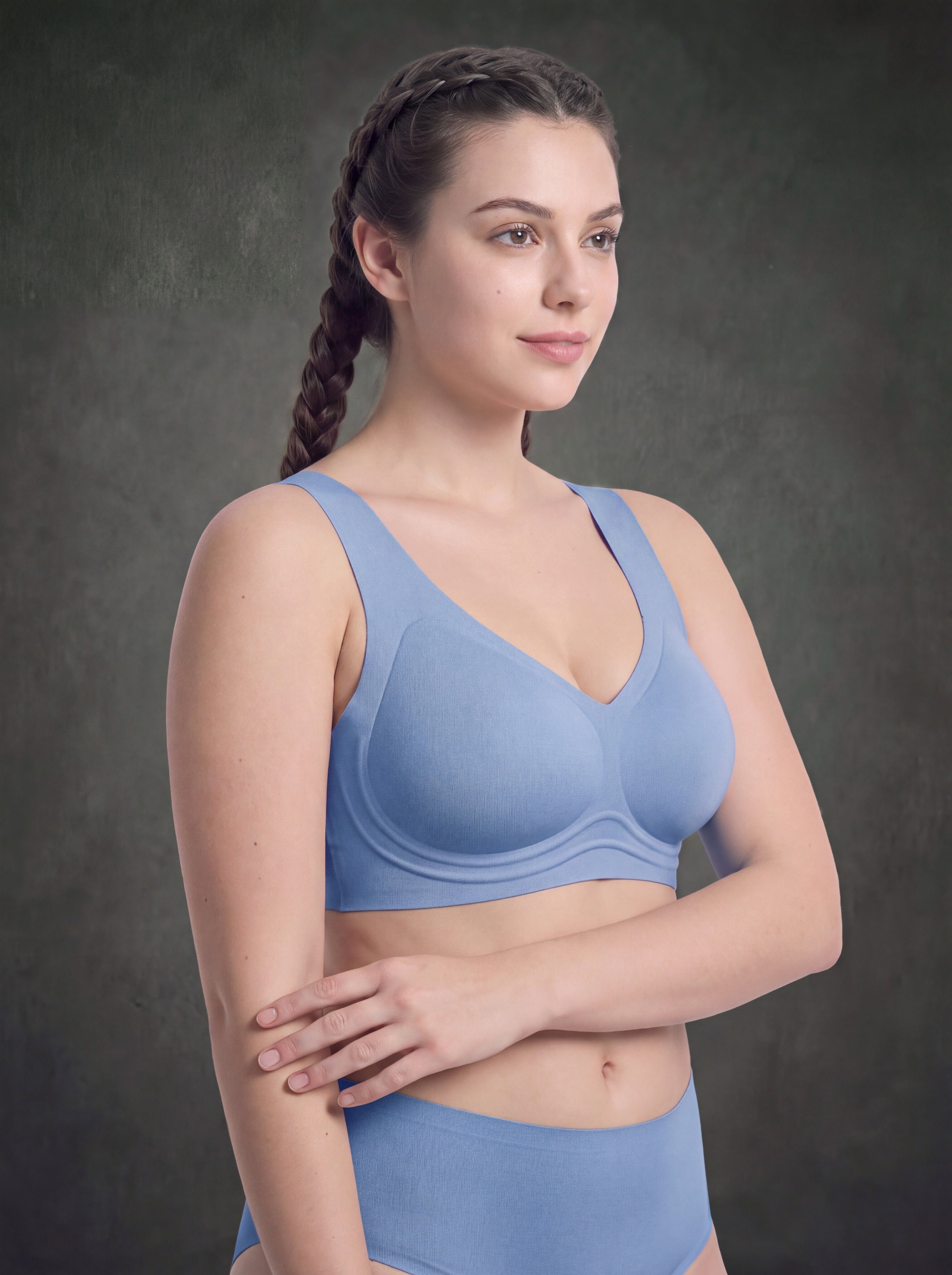 Waluoo Deep V Wireless Tank Bra with Wide Straps
