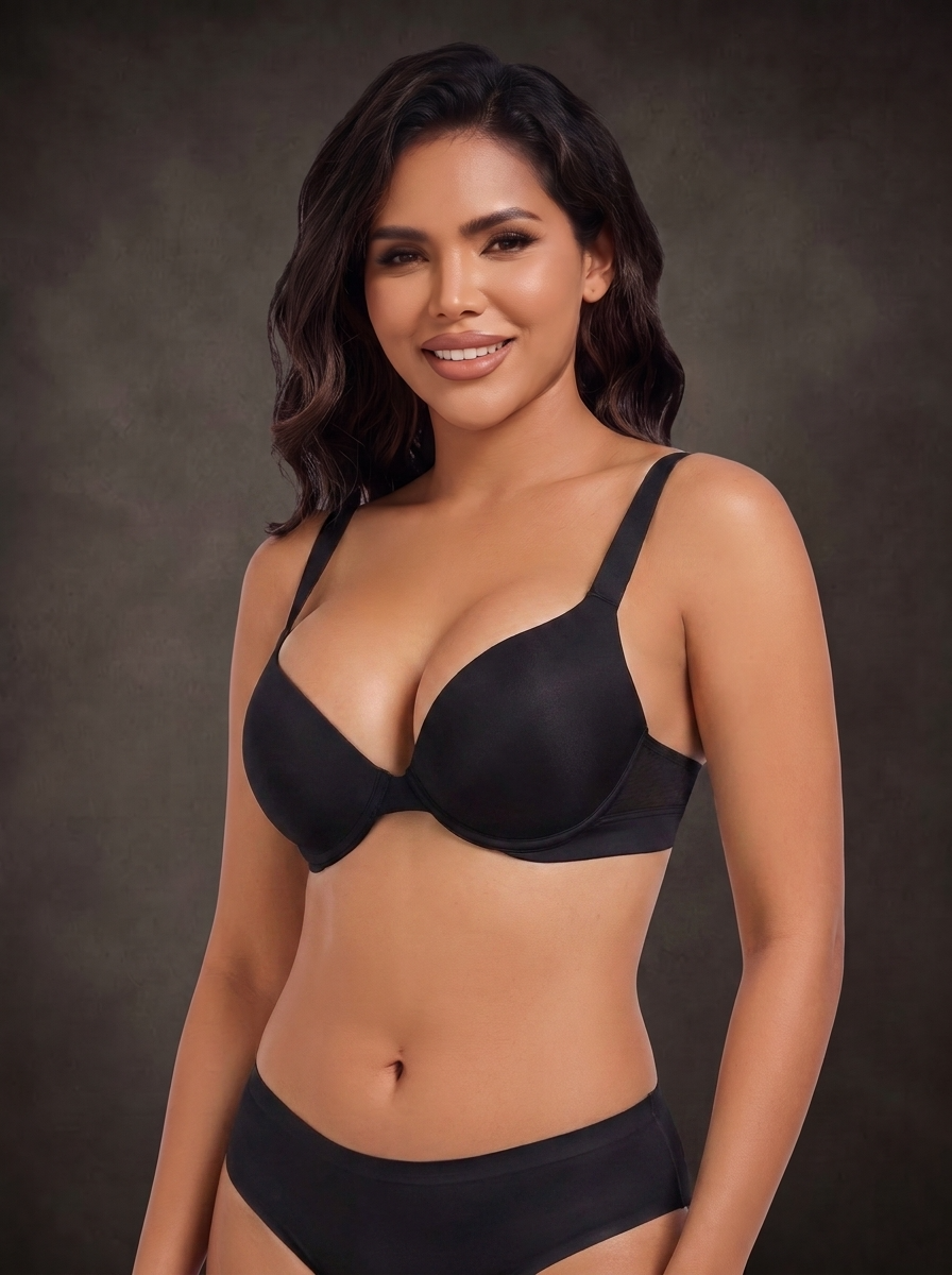 Waluoo Seamless Deep V Push-Up Bra with Graduated Padding
