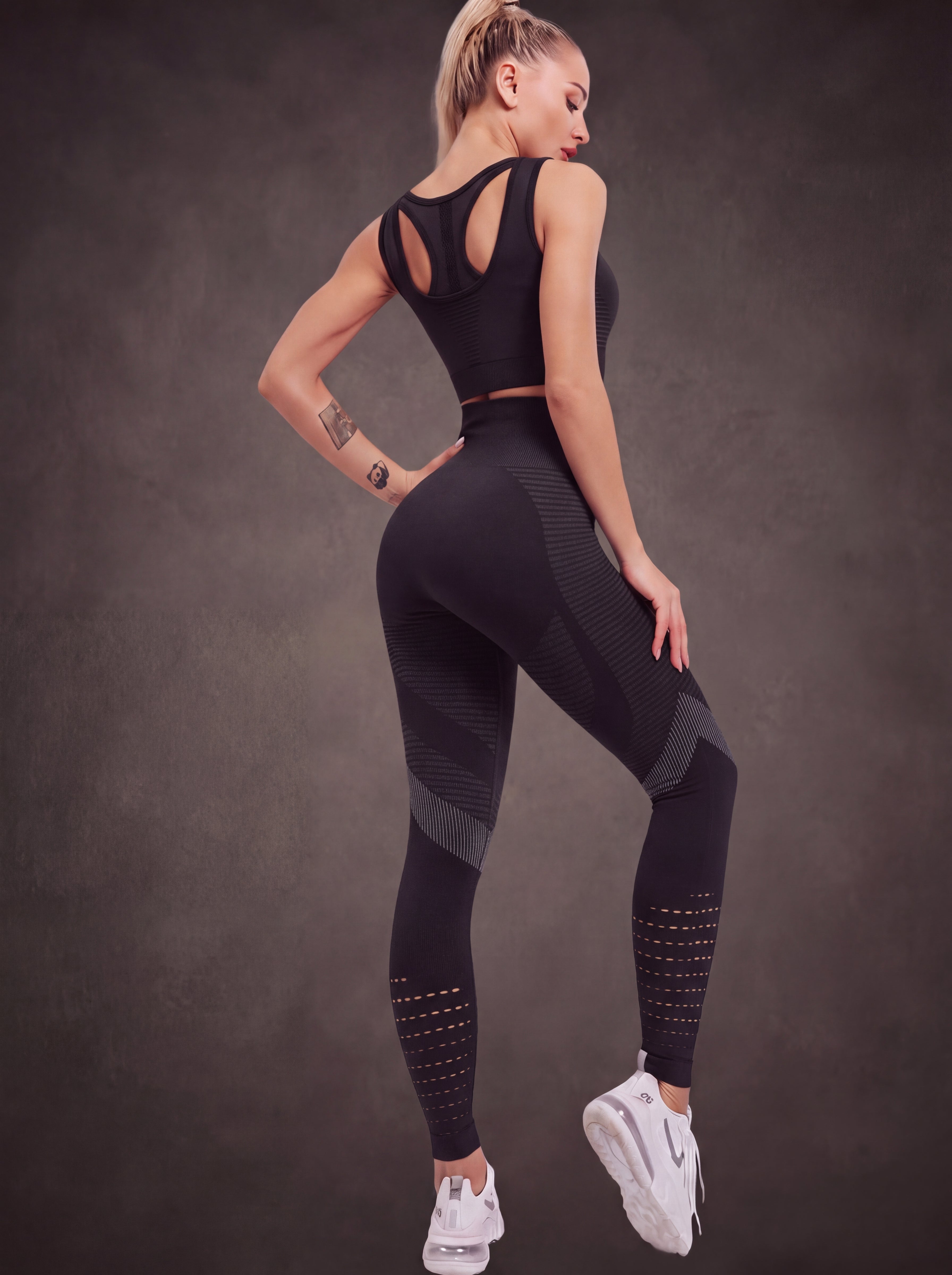 SEAMLESS MESH HOLE TUMMY CONTROL YOGA LEGGINGS | Waluoo