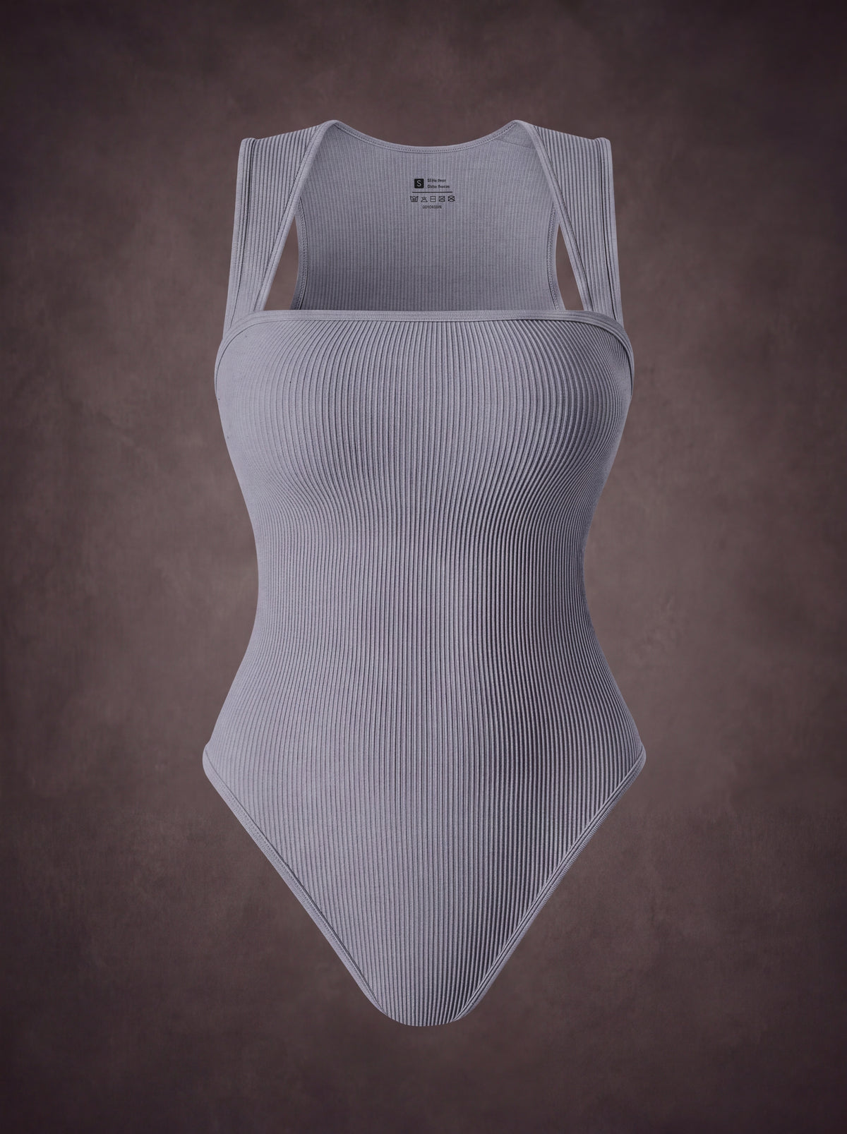 SEAMLESS RIBBED SQUARE NECK SLEEVELESS BODYSUIT | Waluoo