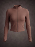 SEAMLESS LONG SLEEVE ZIP UP YOGA JACKET | Waluoo