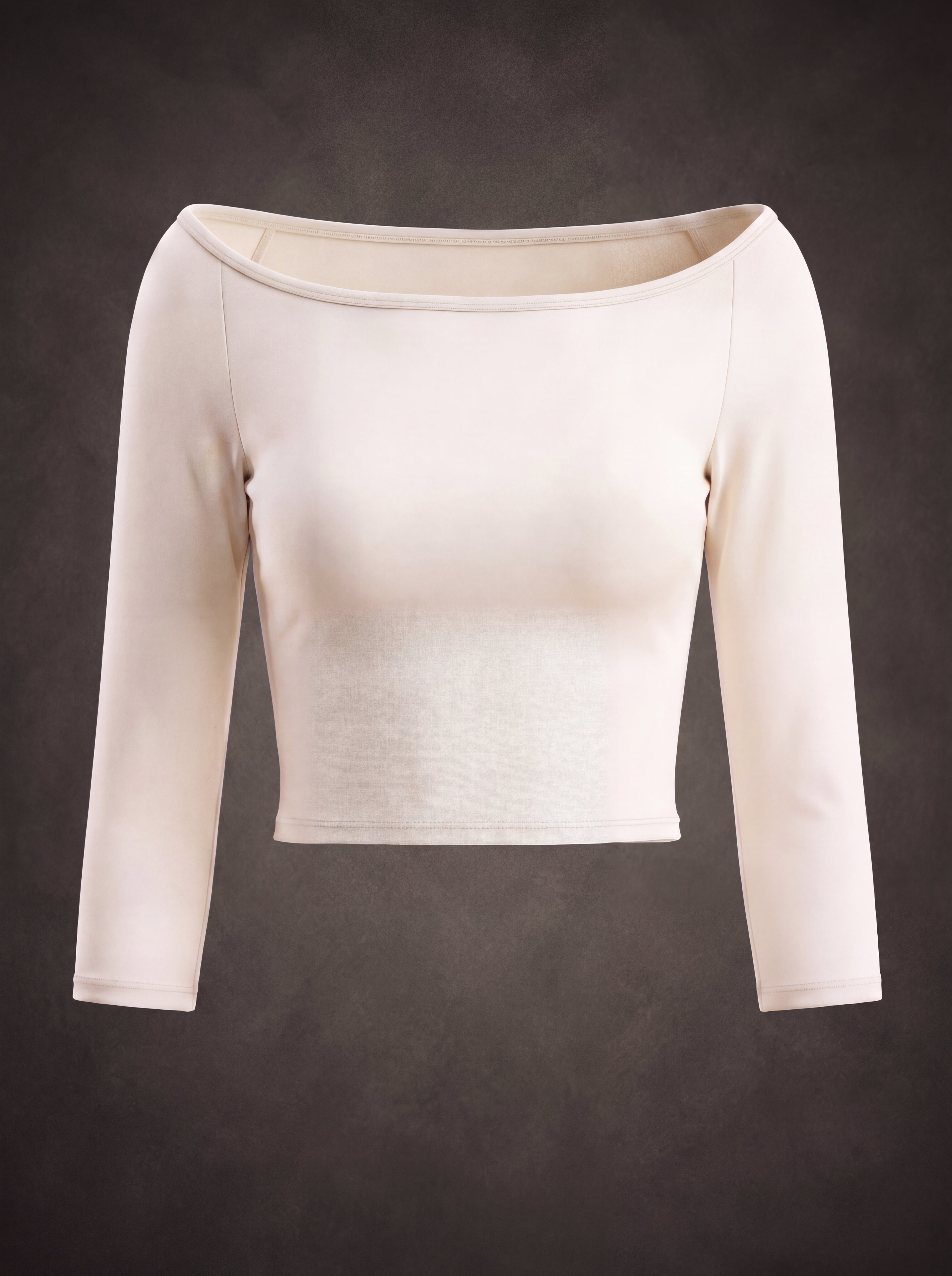 OFF-SHOULDER 3/4 SLEEVE CROPPED ATHLETIC TOP | Waluoo