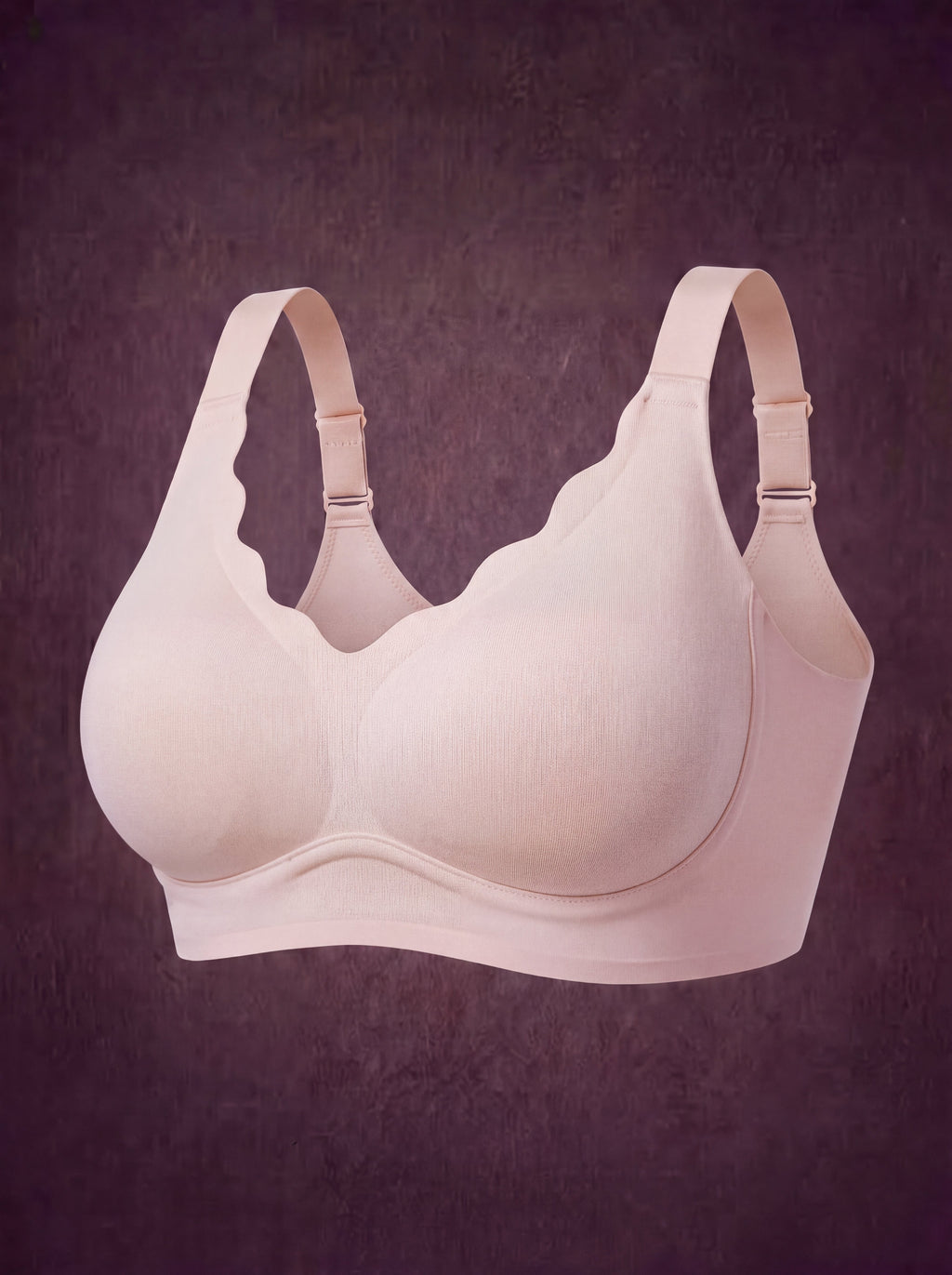 Waluoo Scalloped V-Neck Wireless Bra with Removable Pads