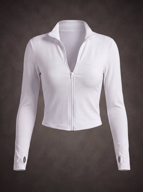 SLIM FIT ZIP UP WORKOUT JACKET WITH MOCK NECK | Waluoo