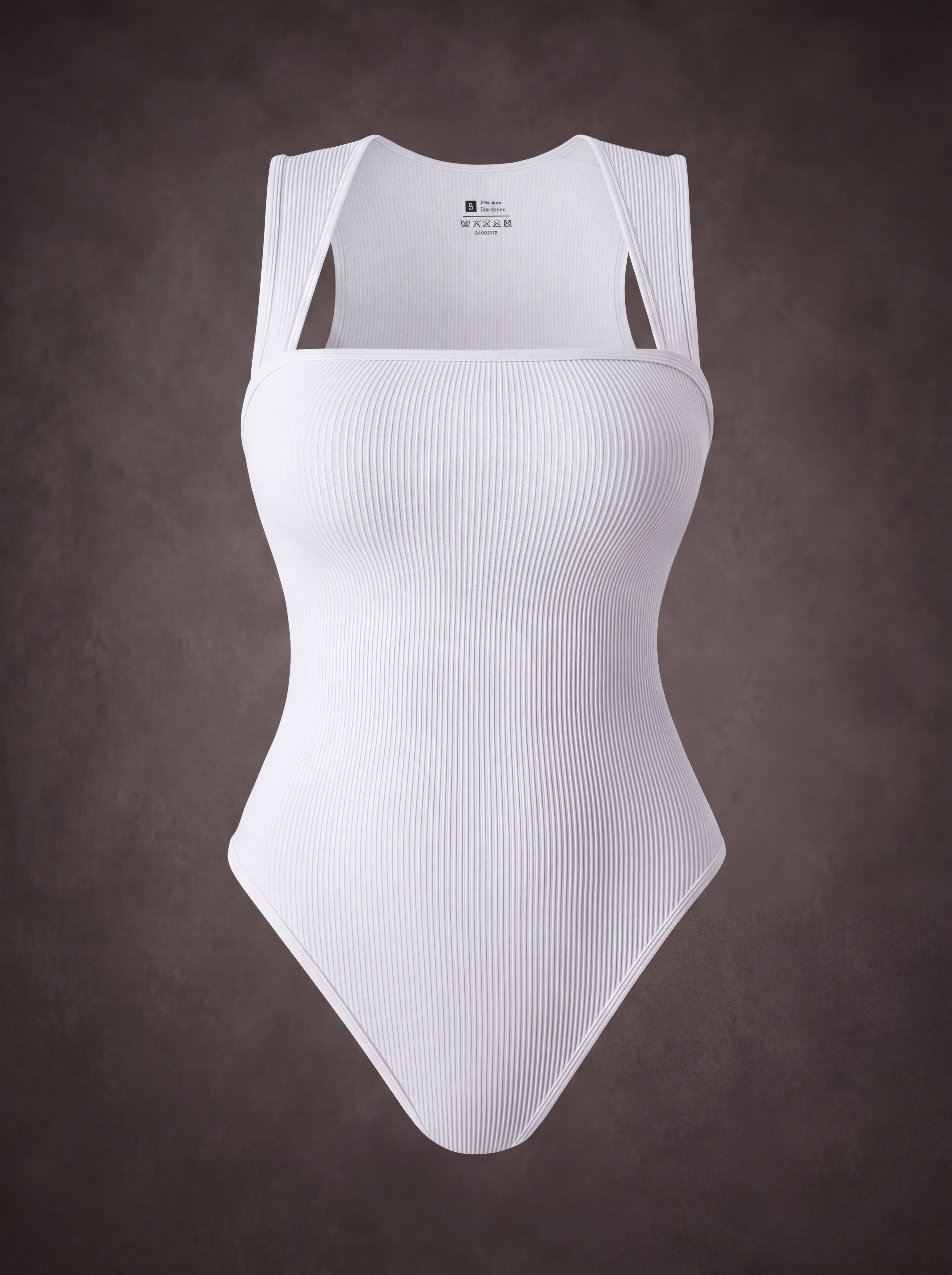 SEAMLESS RIBBED SQUARE NECK SLEEVELESS BODYSUIT | Waluoo