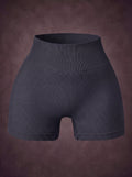 SEAMLESS RIBBED TUMMY CONTROL YOGA WORKOUT SHORTS | Waluoo