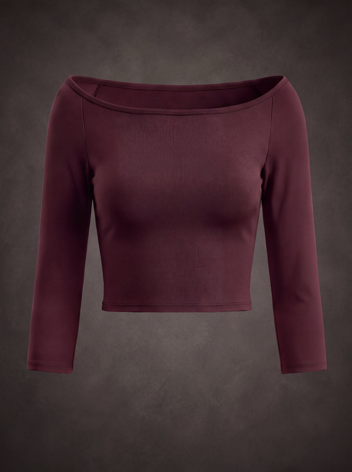 OFF-SHOULDER 3/4 SLEEVE CROPPED ATHLETIC TOP | Waluoo