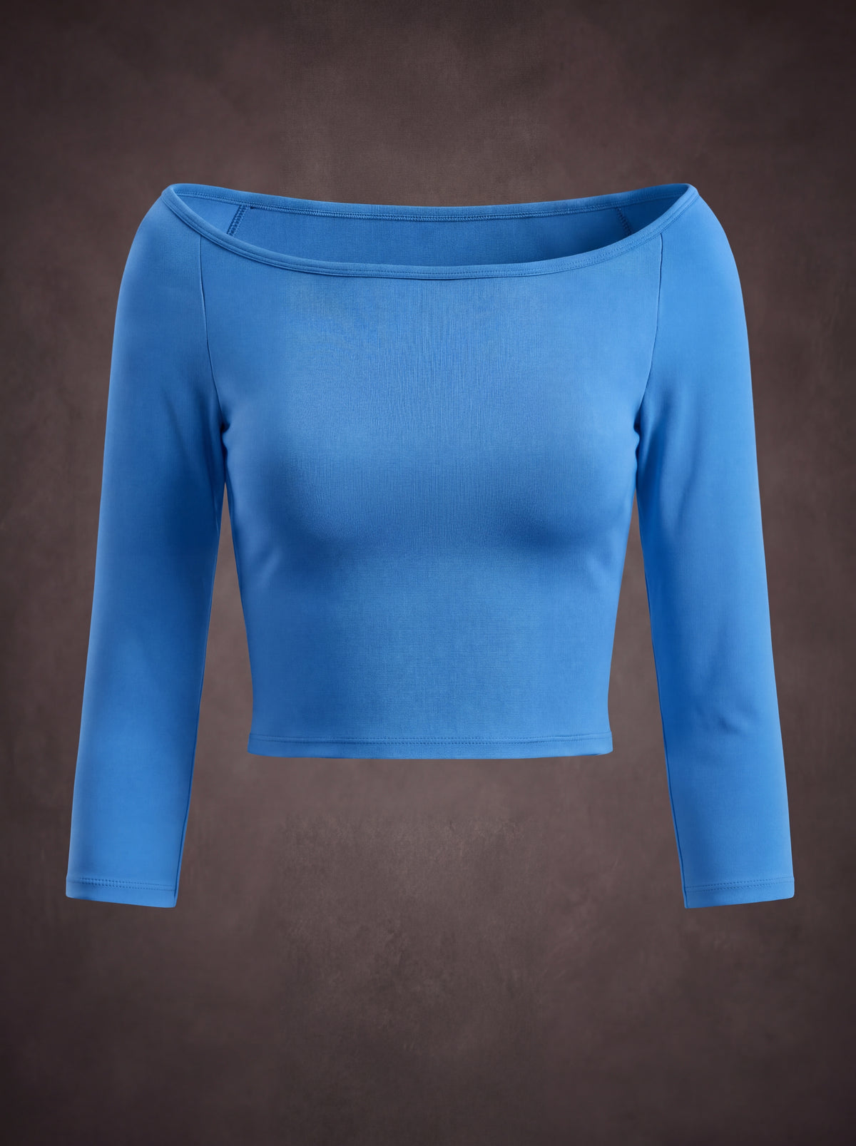 OFF-SHOULDER 3/4 SLEEVE CROPPED ATHLETIC TOP | Waluoo