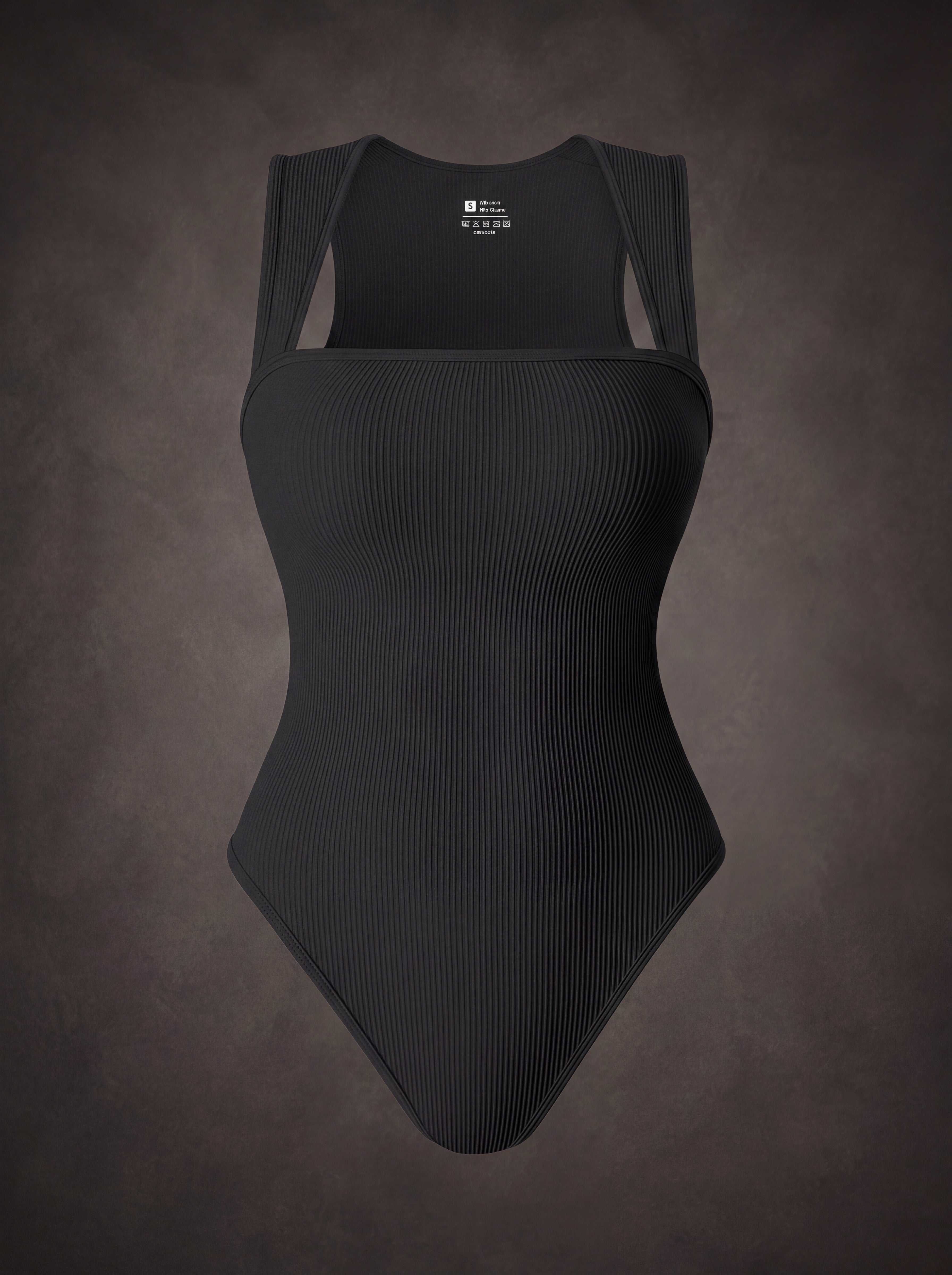 SEAMLESS RIBBED SQUARE NECK SLEEVELESS BODYSUIT | Waluoo