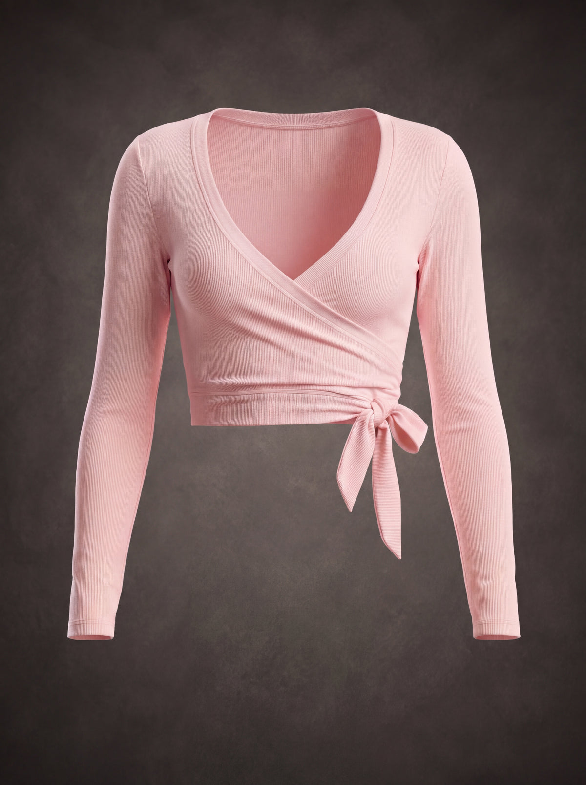 CROSS FRONT TIE BALLET WRAP LONG SLEEVE TOP | Waluoo