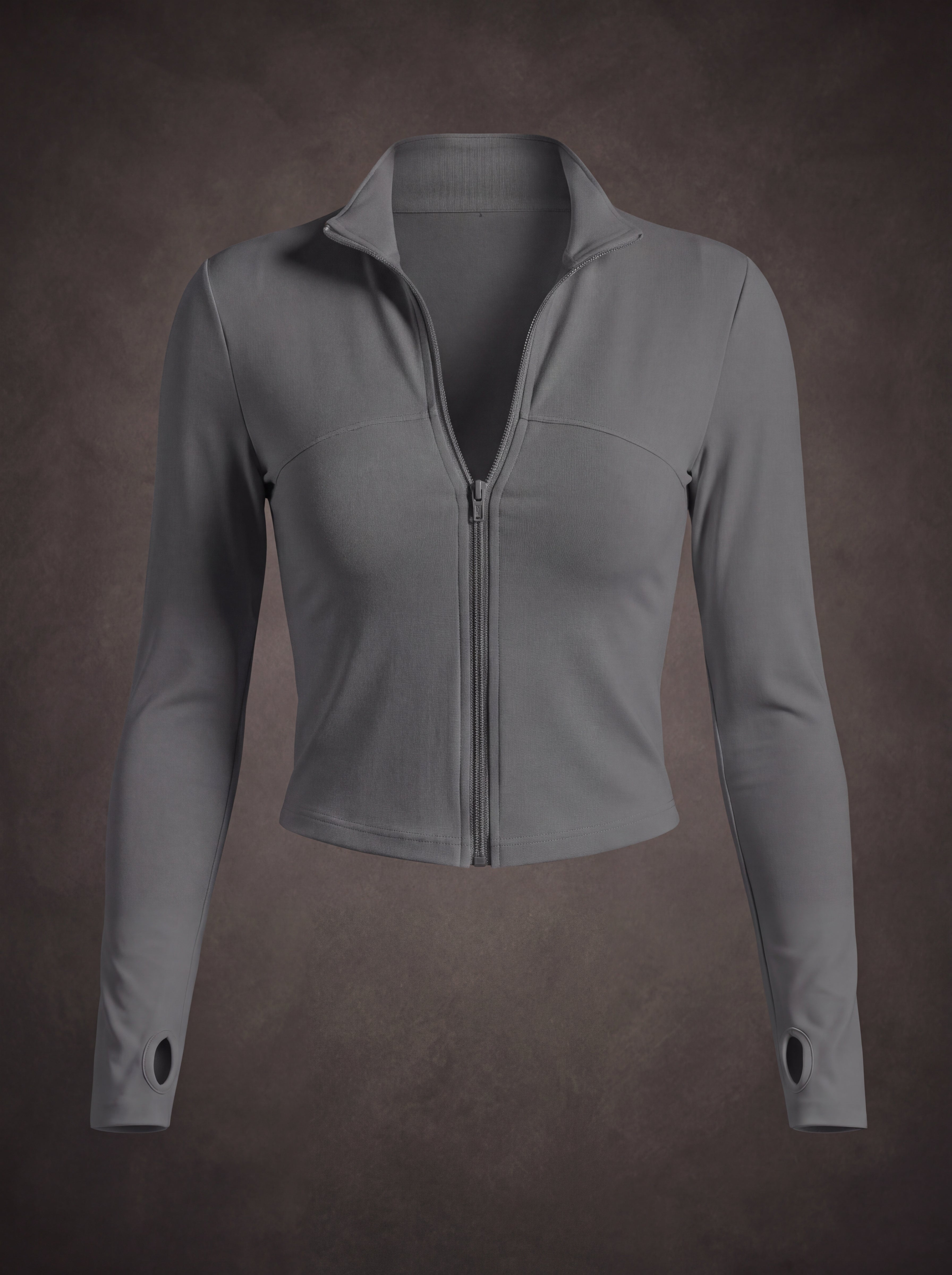SLIM FIT ZIP UP WORKOUT JACKET WITH MOCK NECK | Waluoo