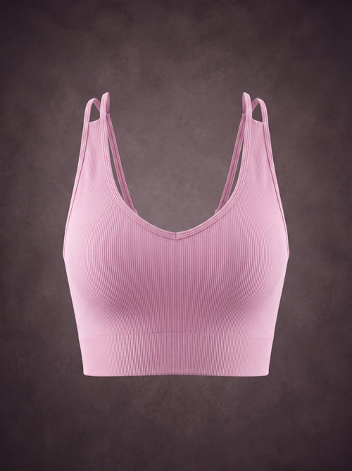 SEAMLESS HEART CUTOUT CROSS BACK SPORTS BRA | Waluoo