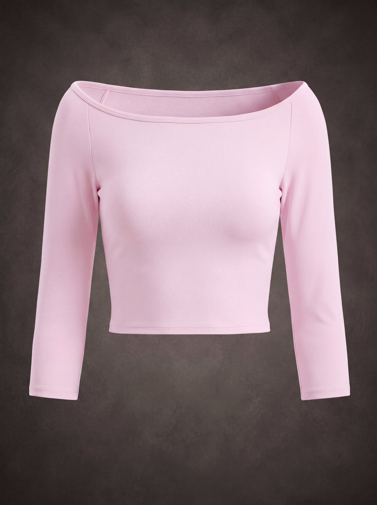 OFF-SHOULDER 3/4 SLEEVE CROPPED ATHLETIC TOP | Waluoo