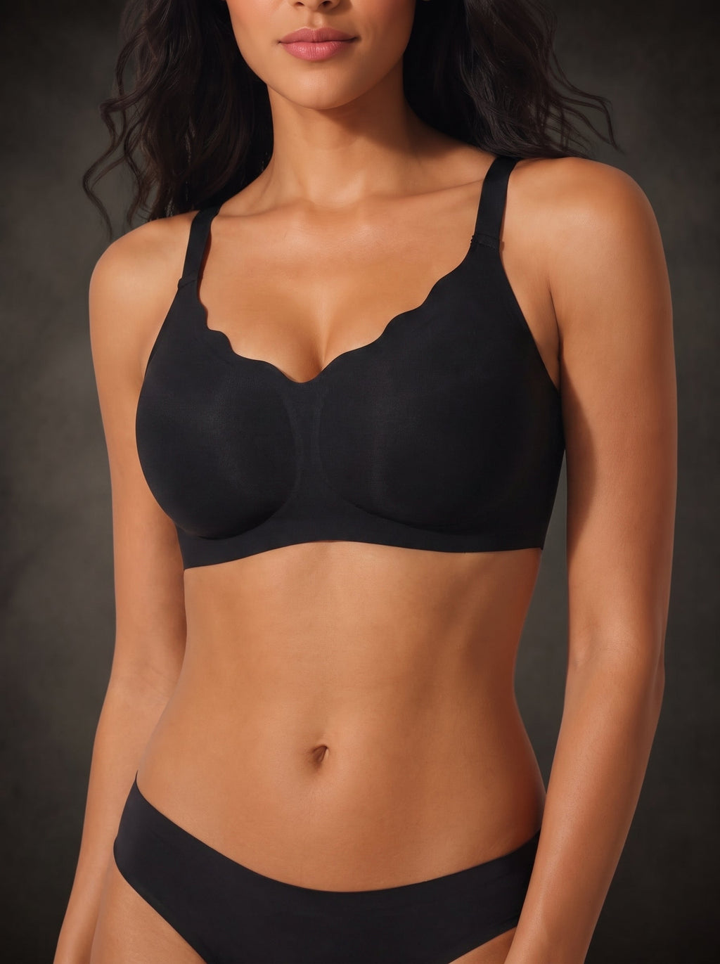 Waluoo Scalloped V-Neck Wireless Comfort Bra
