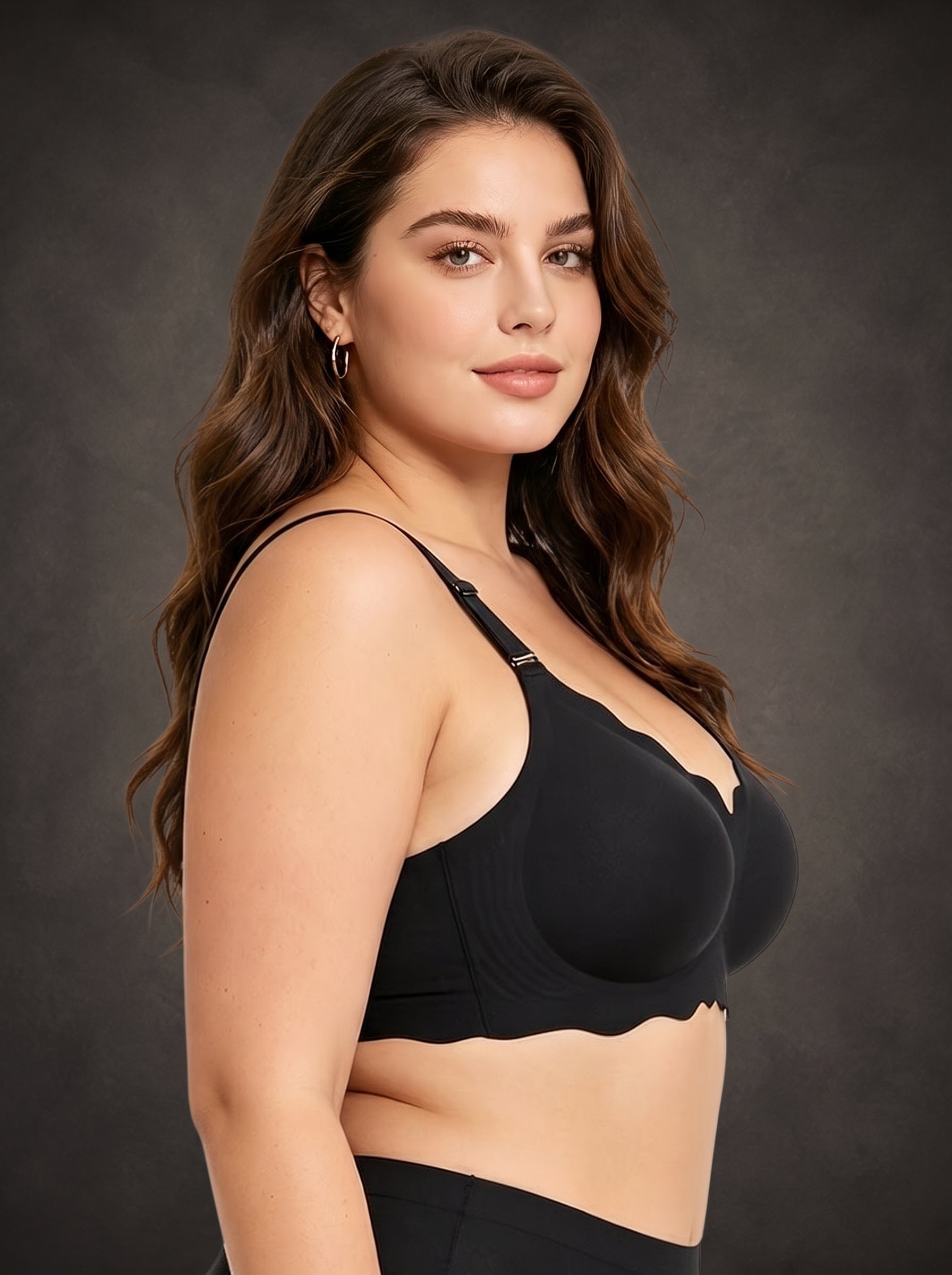 Waluoo Plus-Size Seamless Scalloped Wireless Bra with Jelly Support