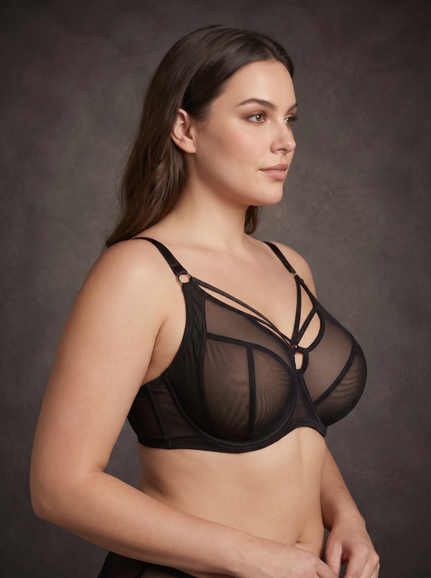 Waluoo Plus-Size Unlined Mesh Strappy Full-Coverage Underwire Bra