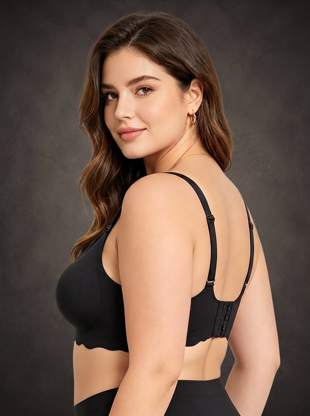 Waluoo Plus-Size Seamless Scalloped Wireless Bra with Jelly Support