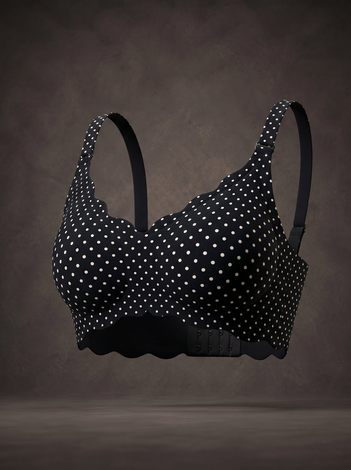 Waluoo Seamless Polka-Dot Scalloped Wireless Lift Bra