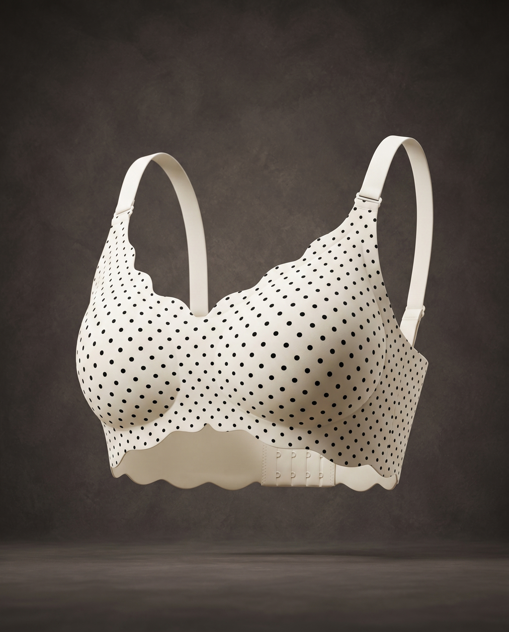 Waluoo Seamless Polka-Dot Scalloped Wireless Lift Bra