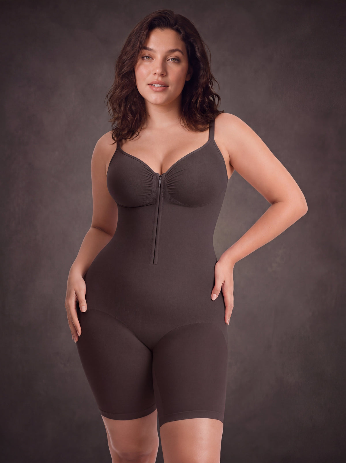 Waluoo Front-Zip Tummy Control Shapewear Bodysuit