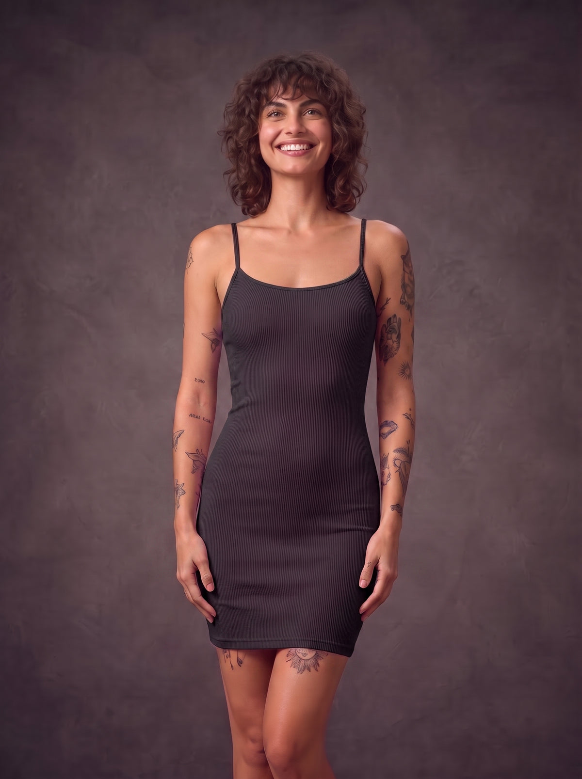 Waluoo Seamless Ribbed Spaghetti Strap Shaping Dress product image