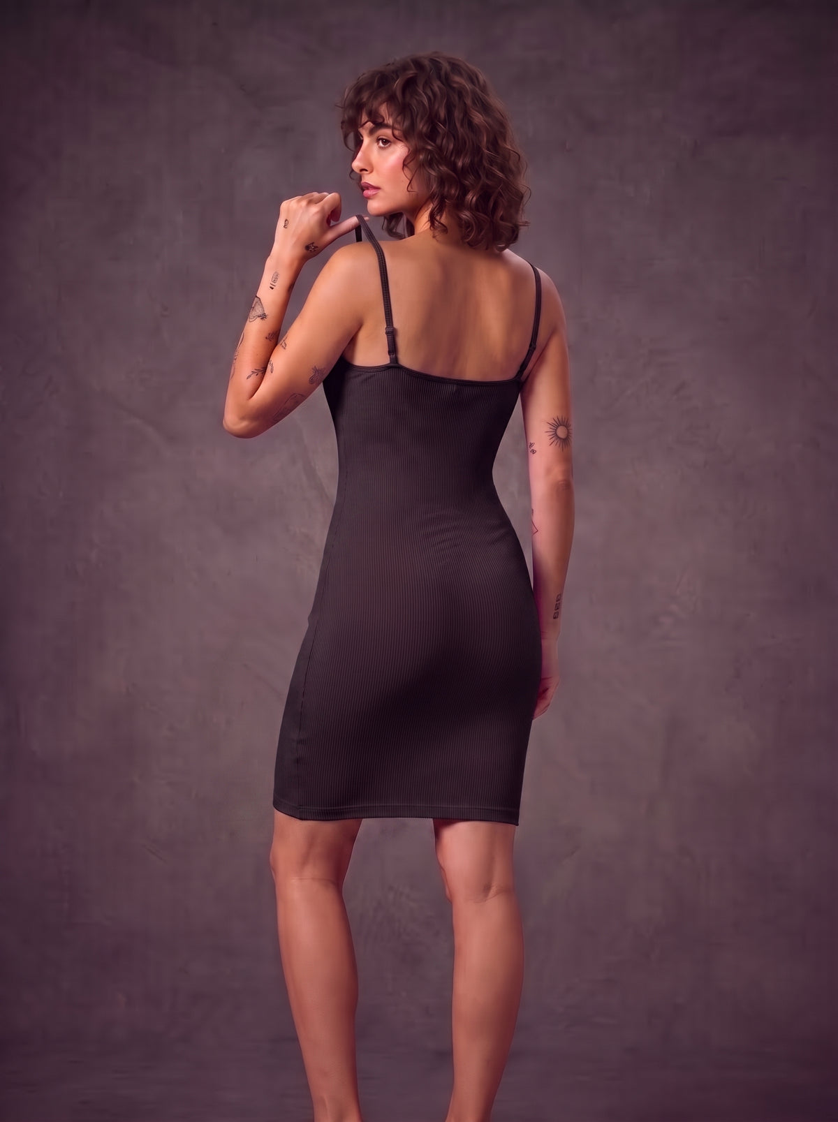 Waluoo Seamless Ribbed Spaghetti Strap Shaping Dress product image
