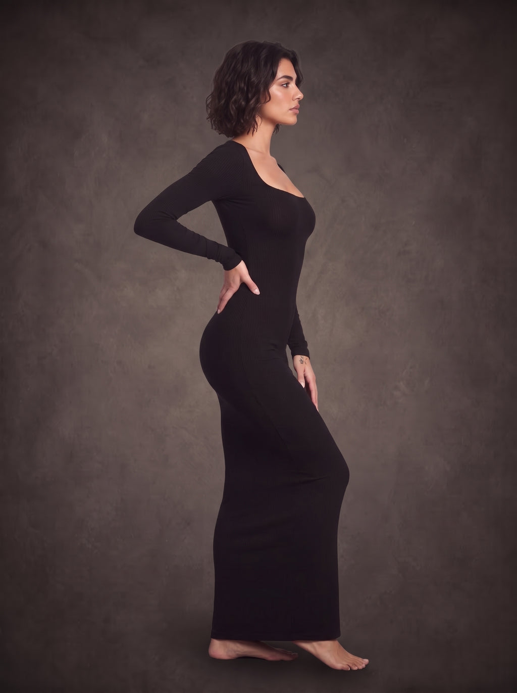 Waluoo Seamless Long Sleeve Ribbed Shaping Maxi Dress product image