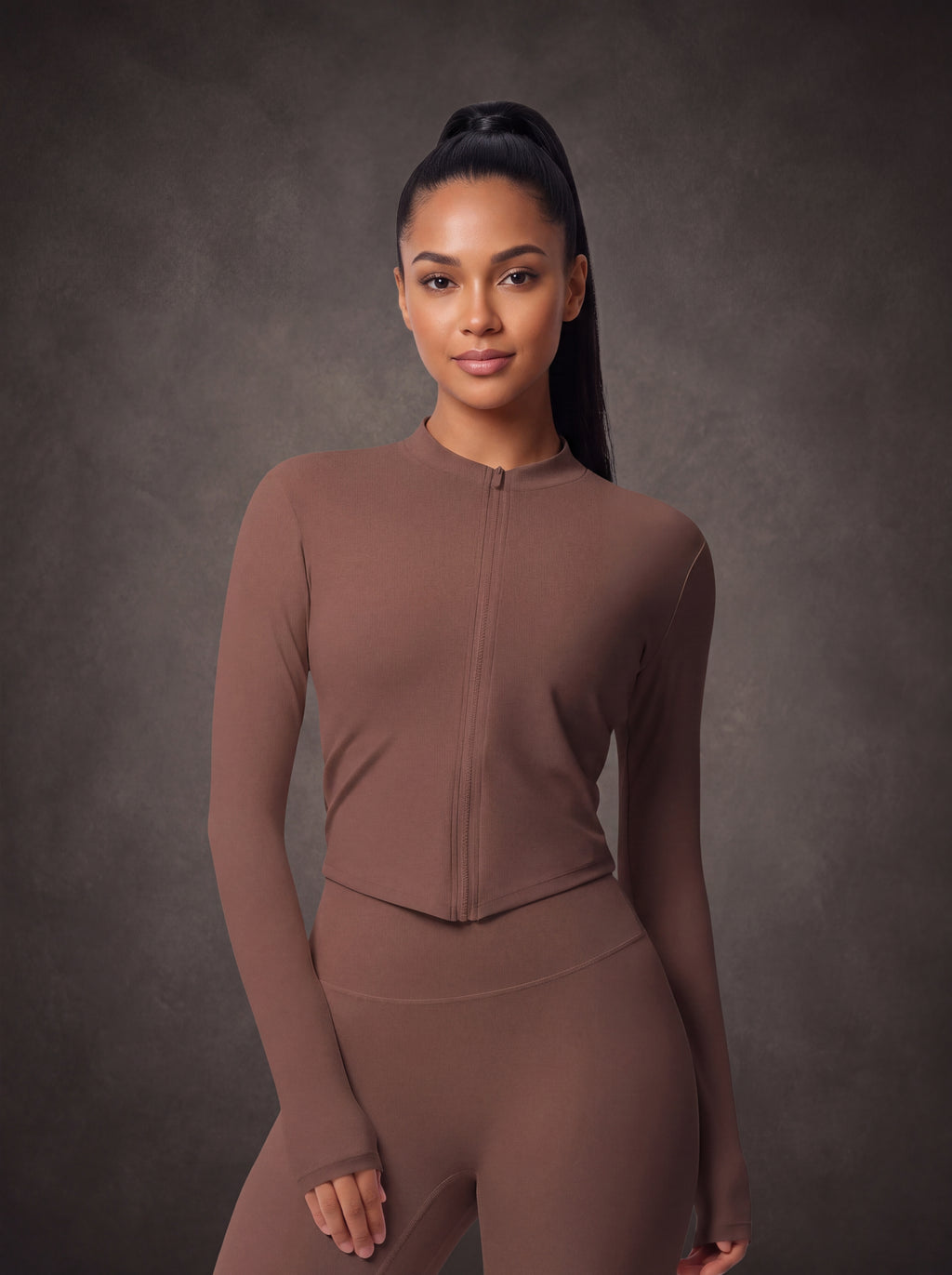 SEAMLESS LONG SLEEVE ZIP UP YOGA JACKET | Waluoo