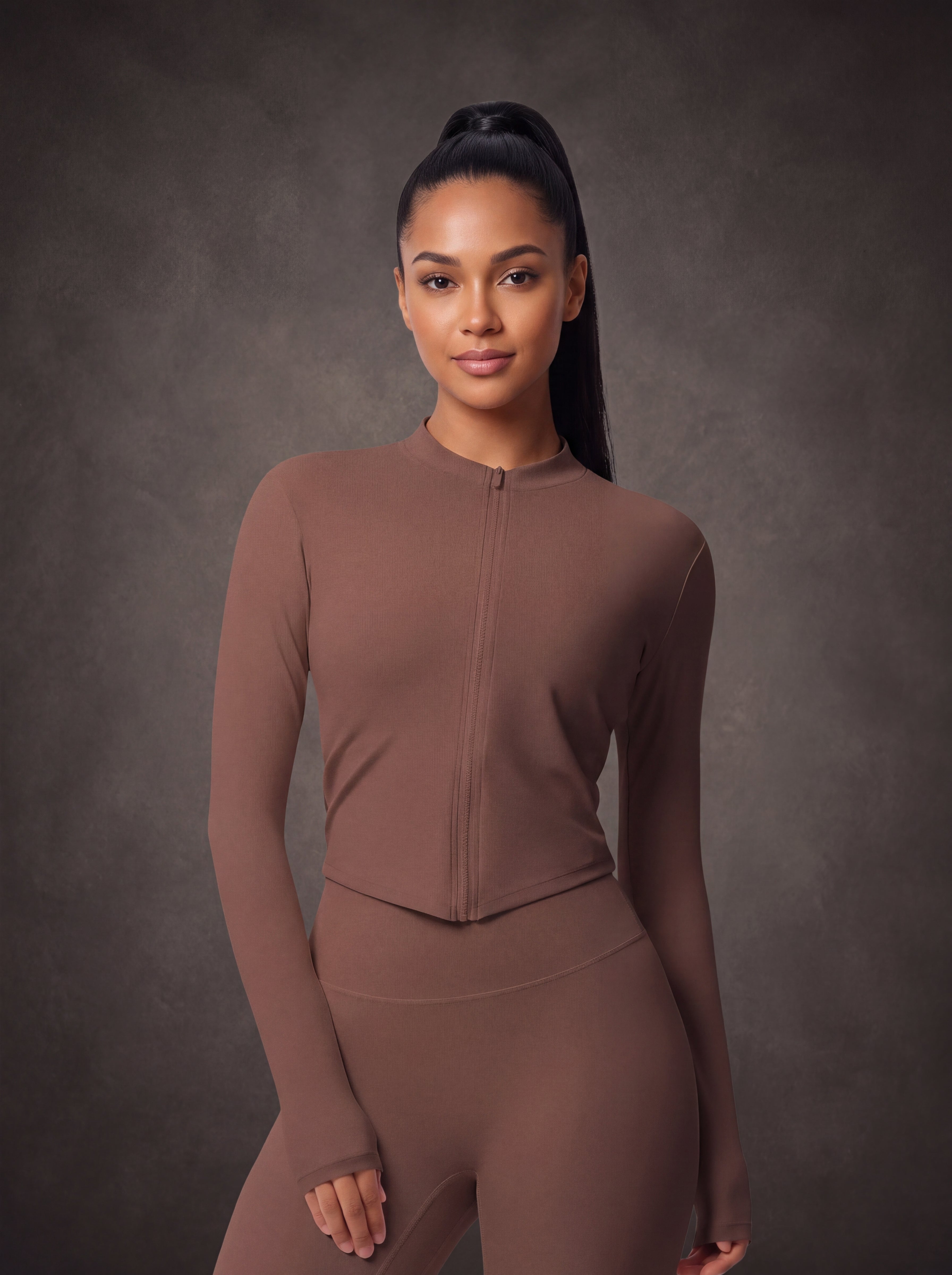 SEAMLESS LONG SLEEVE ZIP UP YOGA JACKET | Waluoo