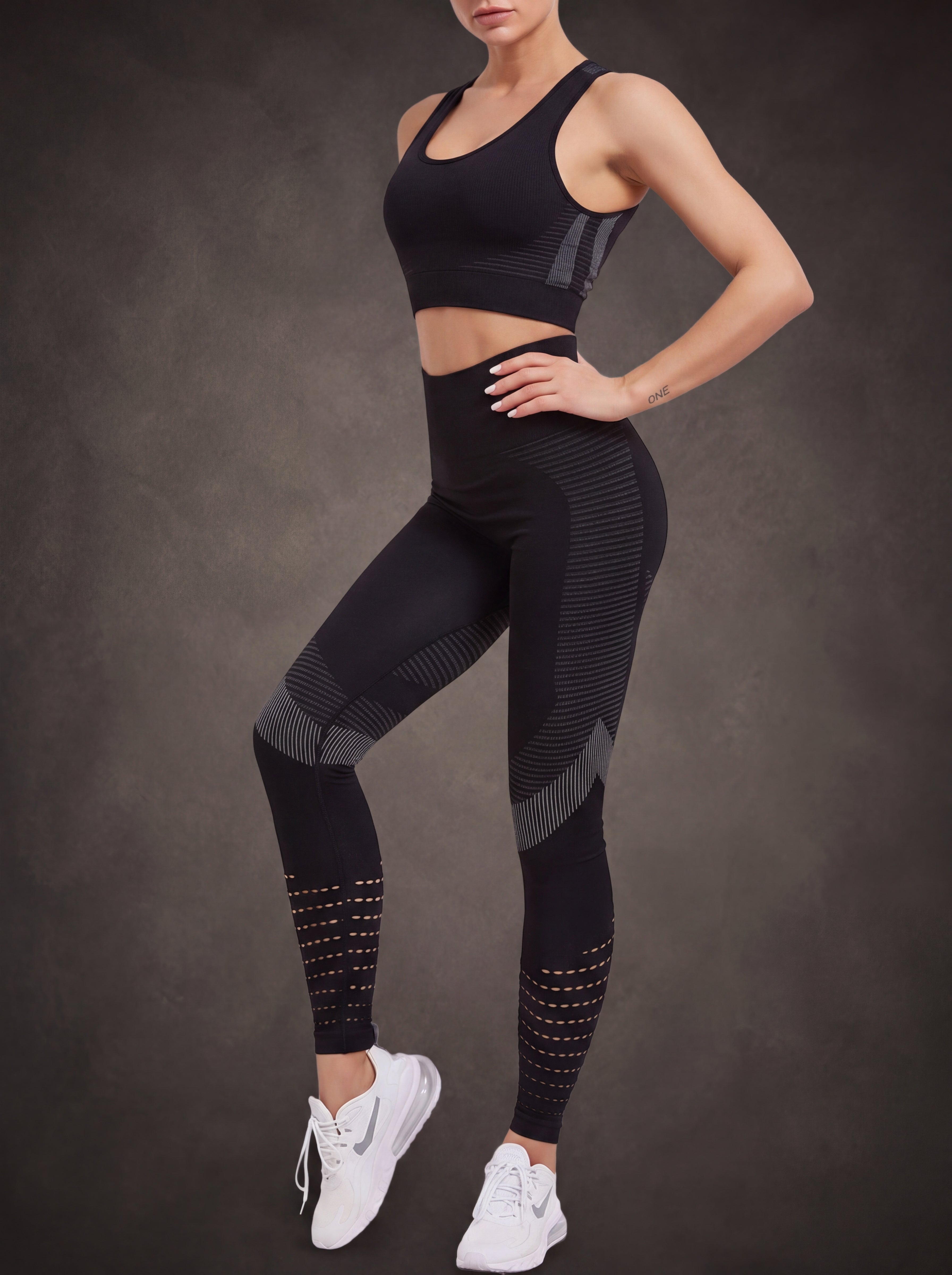 SEAMLESS MESH HOLE TUMMY CONTROL YOGA LEGGINGS | Waluoo