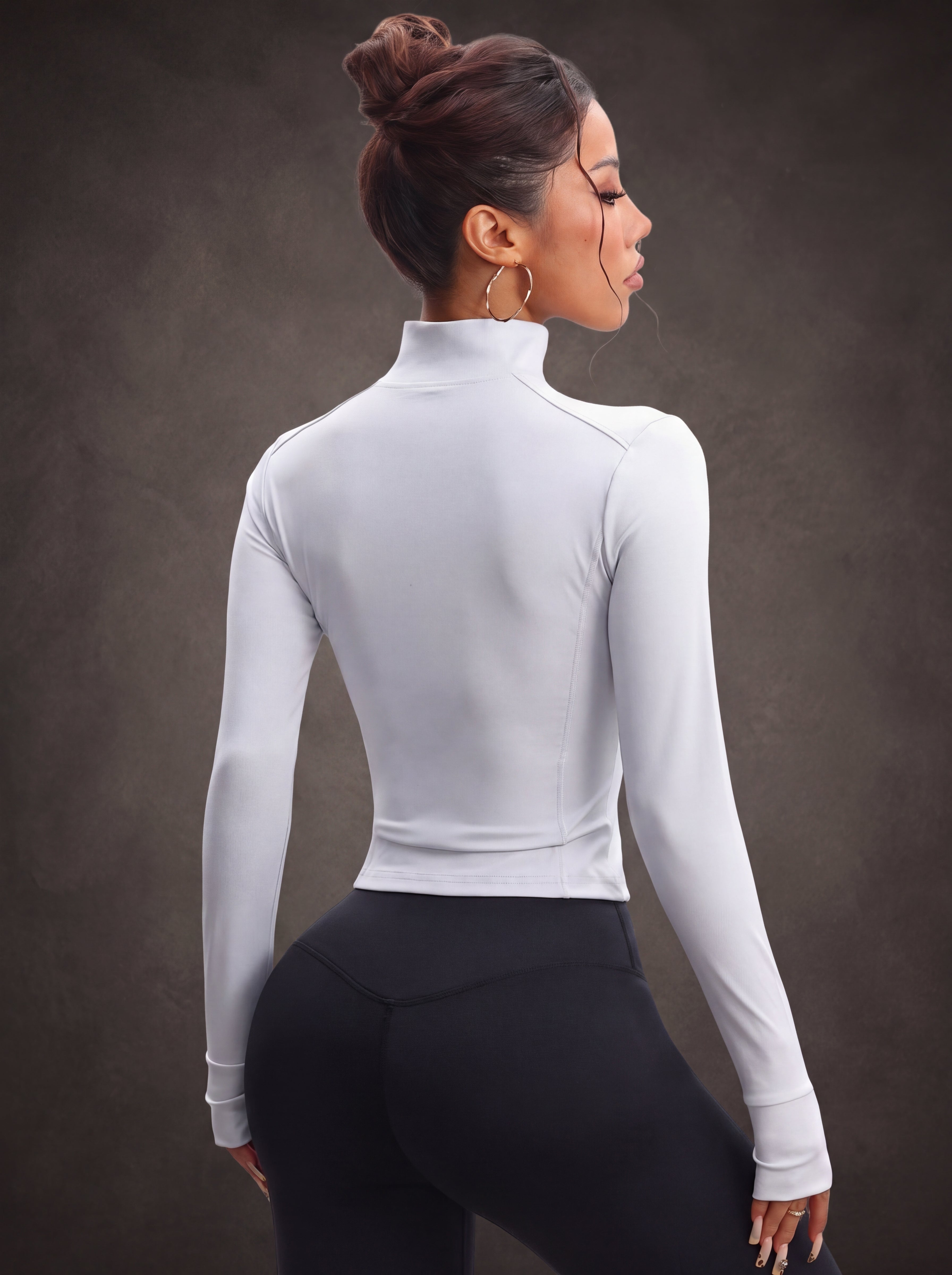 SLIM FIT ZIP UP WORKOUT JACKET WITH MOCK NECK | Waluoo