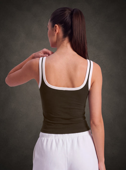 CONTRAST WORKOUT CROP TANK TOP | Waluoo