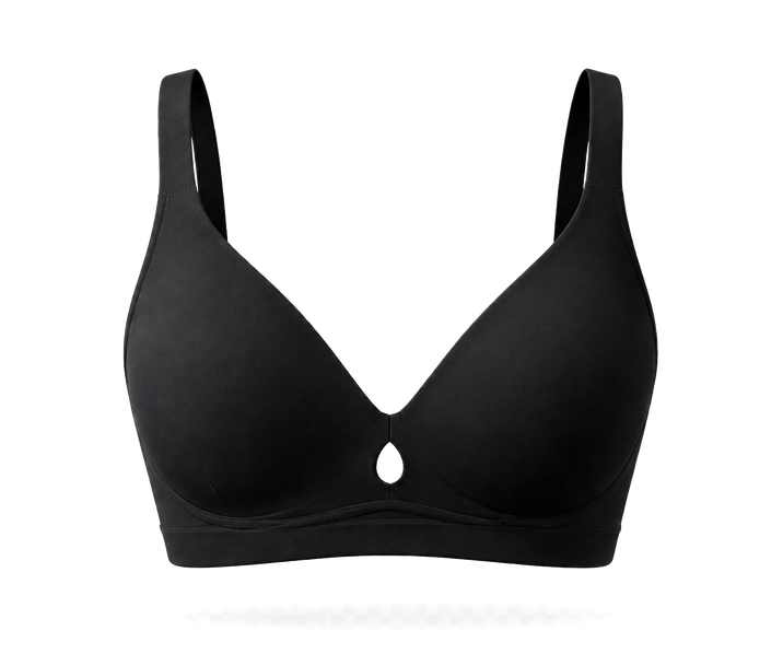 Black seamless bra product cutout on transparent background